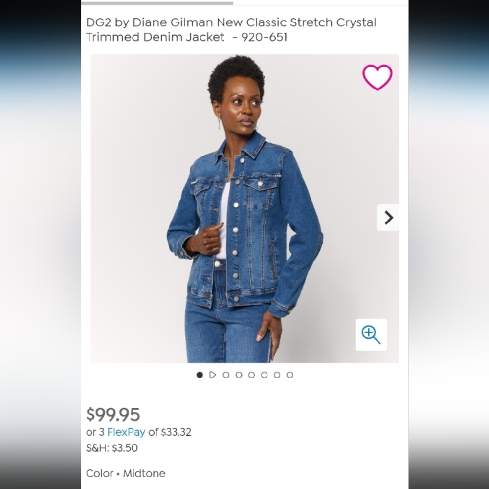 NWT.DG2 by Diane Gilman Blue Crystal-Trimmed Jacket.Pit To Pit 18.5". Stretchy. - Picture 8 of 8